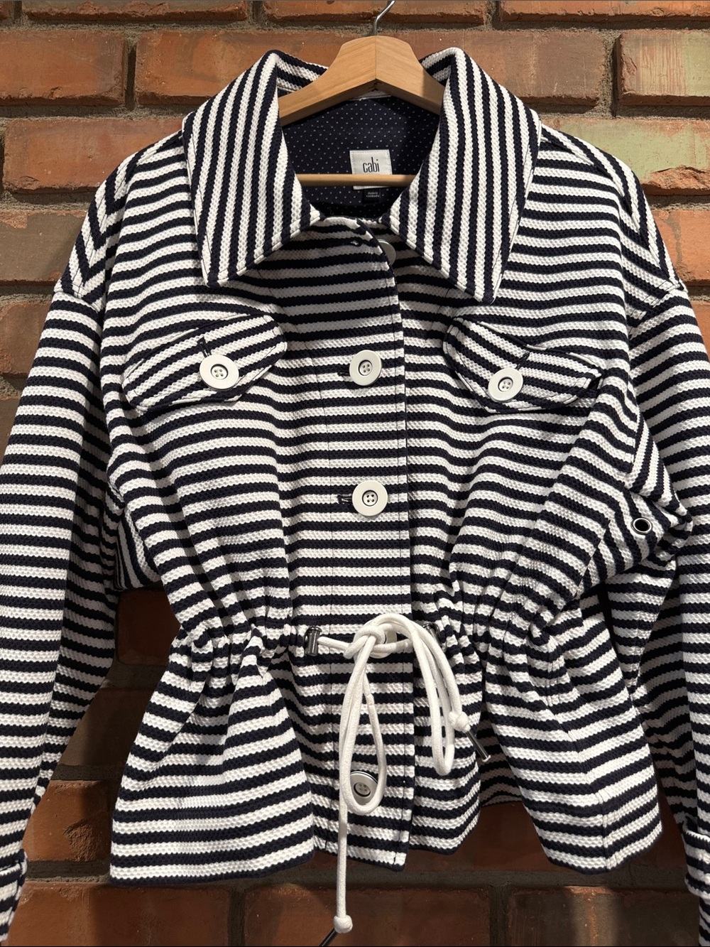 CAbi  Harbor Jacket Navy & White Striped